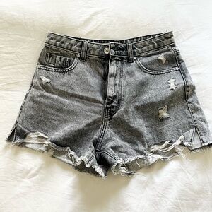 Zara Distressed Gray Denim Shorts